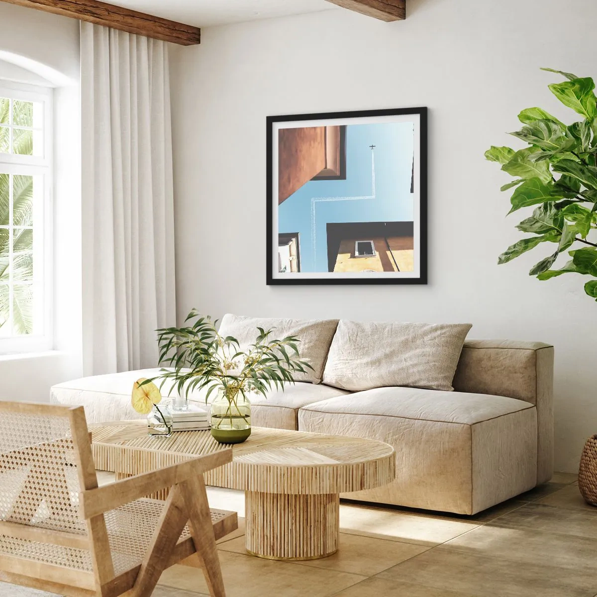 Plagát v čiernom ráme - Nad mestským labyrintom - 50x50 cm