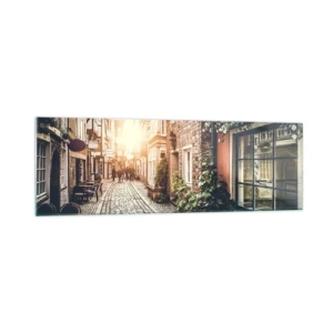 Obraz na skle - Ružová ulička v ružovej žiare - 160x50 cm