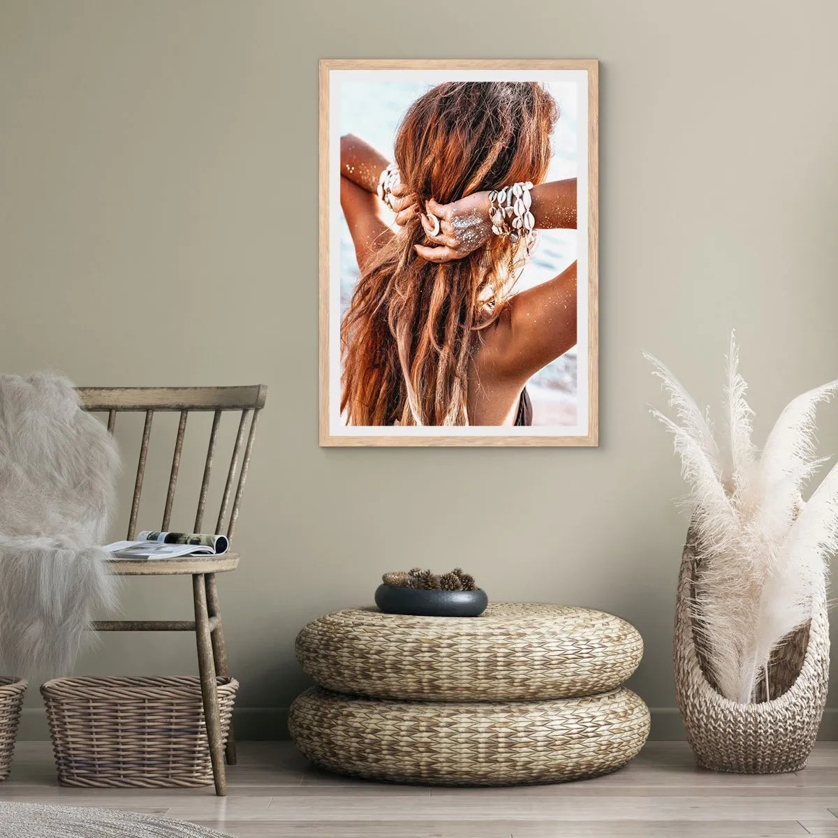 Plagát v ráme zo svetlého duba - Sestra vody a slnka - 50x70 cm