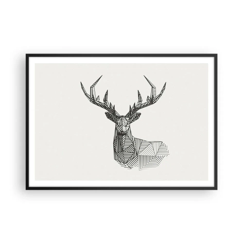 Plagát v čiernom ráme - Jeleň v kubistickom štýle - 100x70 cm