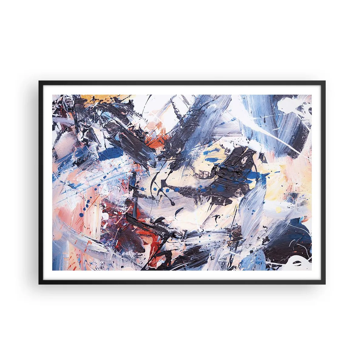 Plagát v čiernom ráme - Bláznivý tanec abstrakcie - 100x70 cm