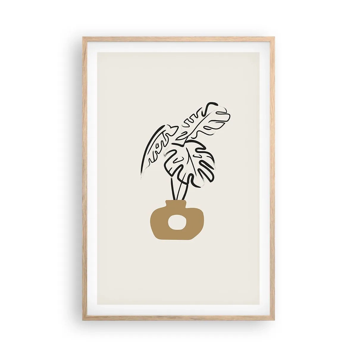 Plagát v ráme zo svetlého duba - Monstera – ozdoba pre domácnosť - 61x91 cm