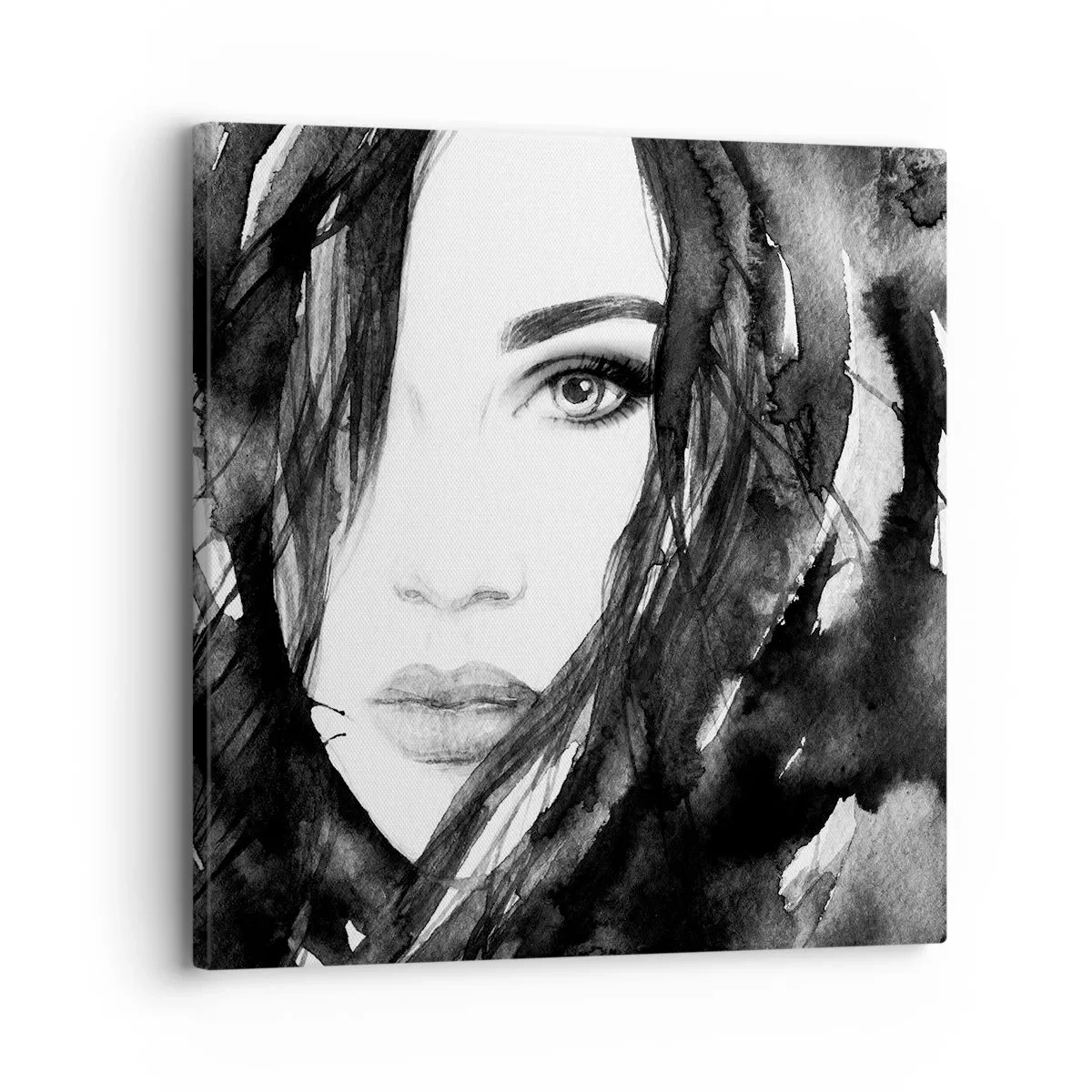 Obraz na plátne - Portrét dámy v čiernej a bielej - 30x30 cm