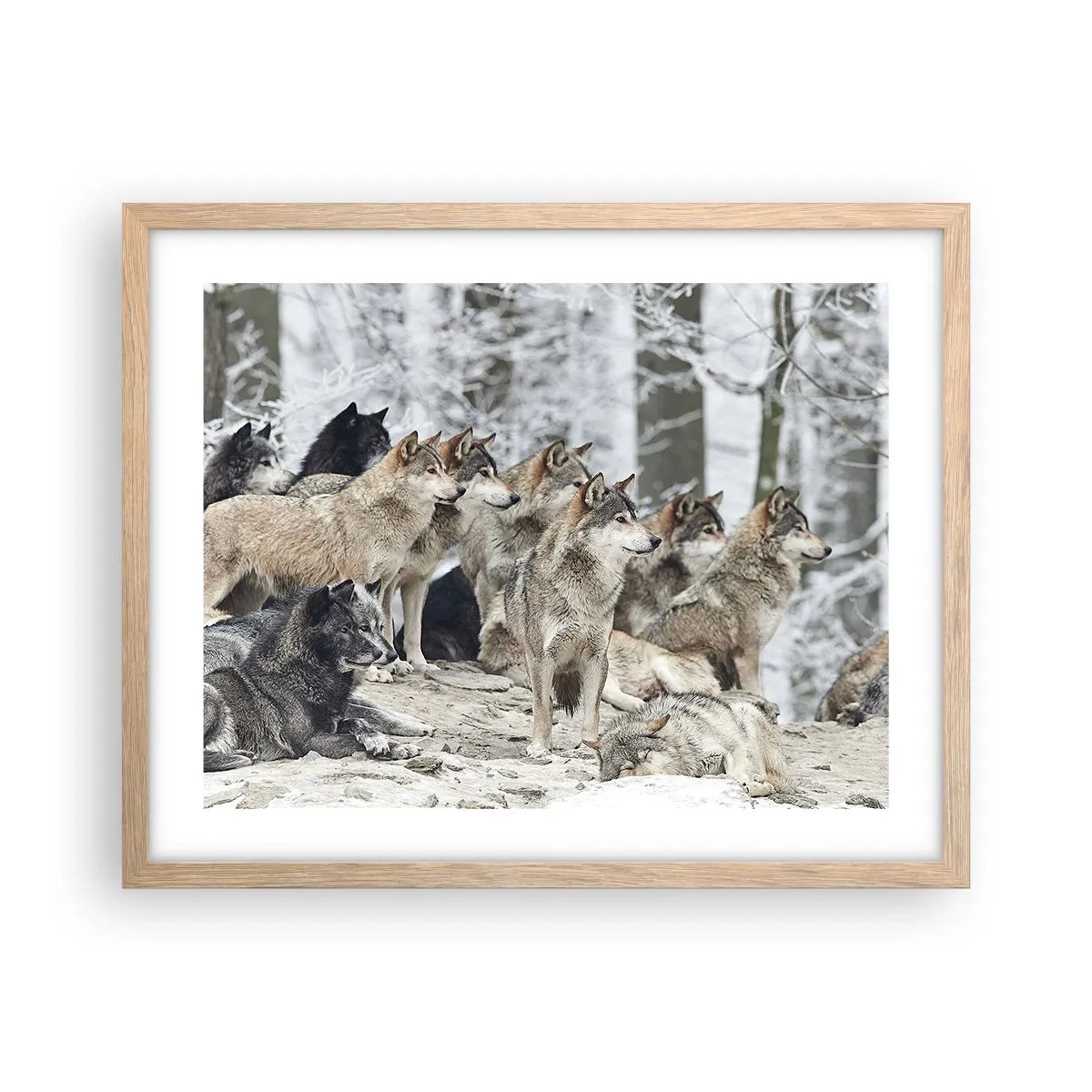 Plagát v ráme zo svetlého duba - Rodina a priatelia - 50x40 cm