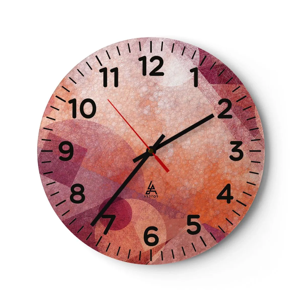 Nástenné hodiny - Geometrické premeny na ružové - 30x30 cm