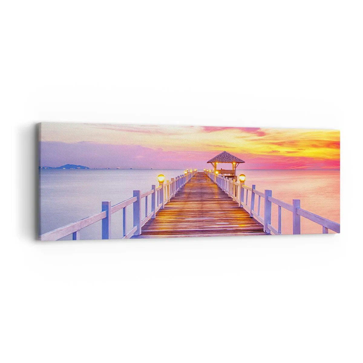 Obraz na plátne - Ľaliovo-zlaté ticho večera - 90x30 cm