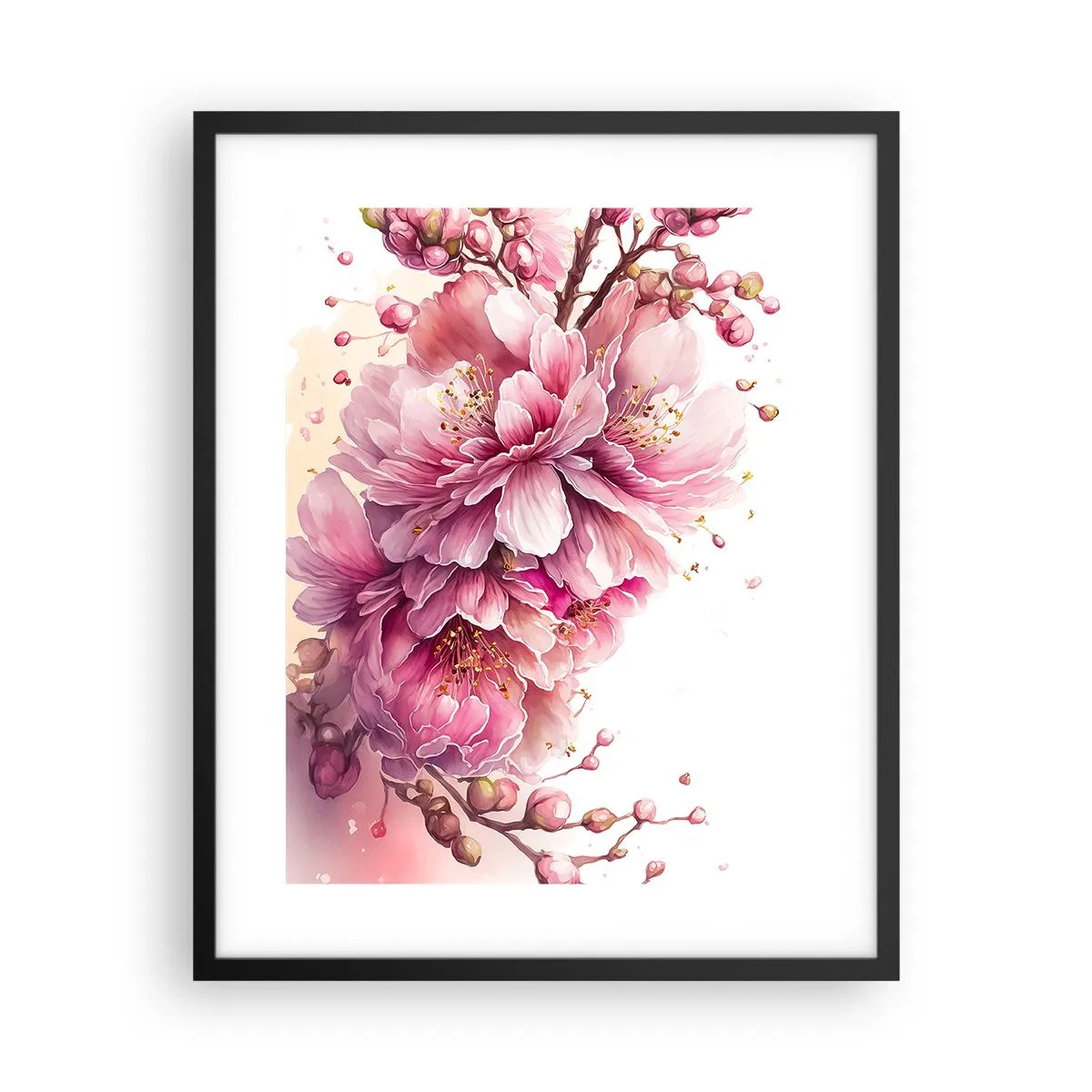 Plagát v čiernom ráme - Kvet kvitnúcej čerešne - 40x50 cm