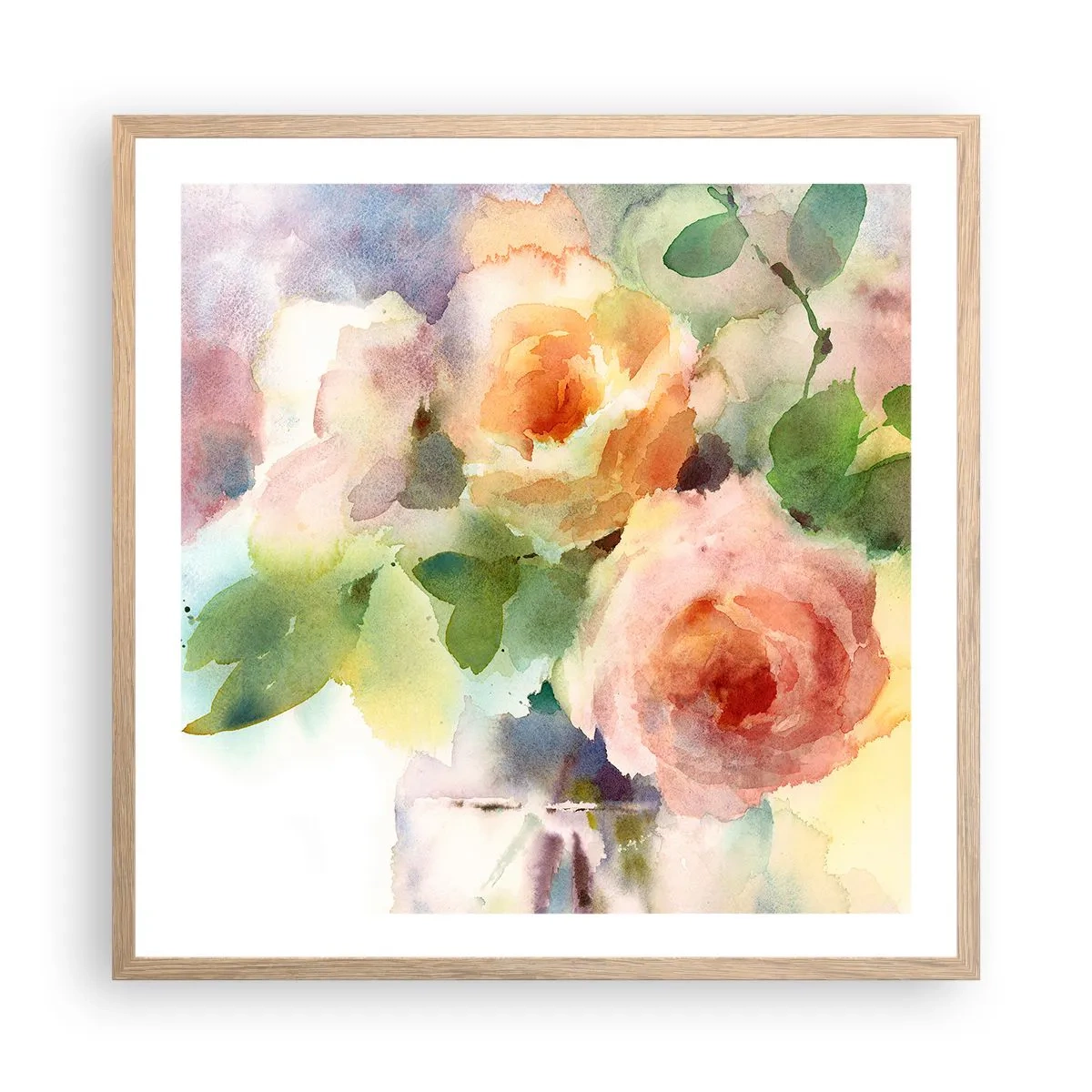Plagát v ráme zo svetlého duba - Jemné ako akvarel - 60x60 cm