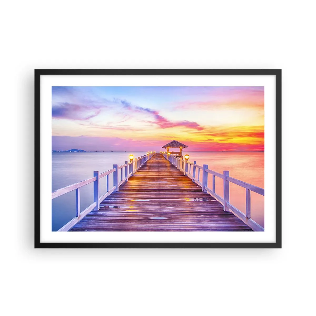 Plagát v čiernom ráme - Ľaliovo-zlaté ticho večera - 70x50 cm