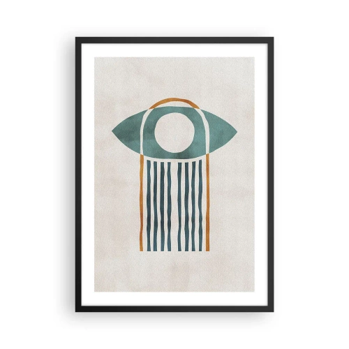 Plagát v čiernom ráme - Minimalistický symbol oka v boho štýle - 50x70cm - Znaky a rituály - Moderná nástenná dekorácia do obývacej izby a spálne ARTTOR