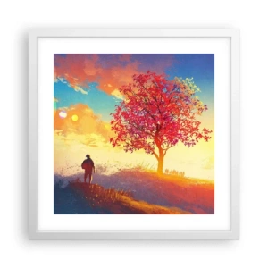 Plagát v bielom ráme - Pútnik pri cieli - 40x40 cm