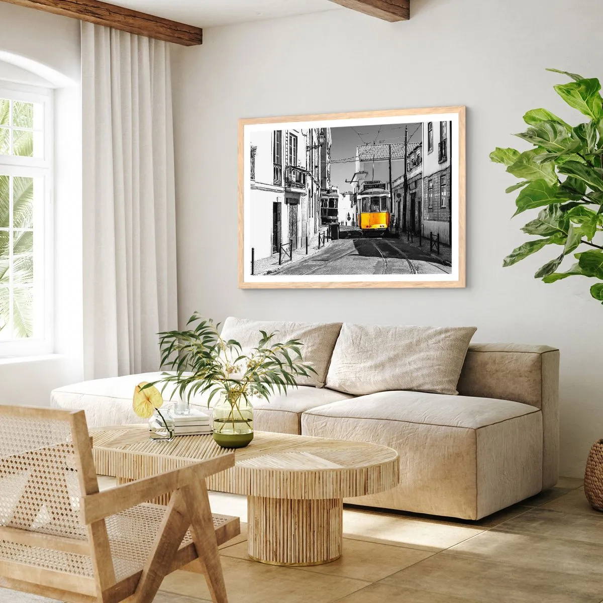 Plagát v ráme zo svetlého duba - Duch Lisabonu - 70x50 cm