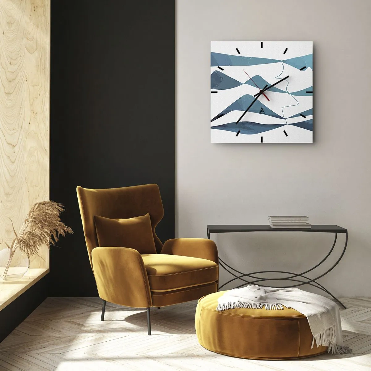 Nástenné hodiny - Abstrakcia: tyrkysový vzťah - 40x40 cm