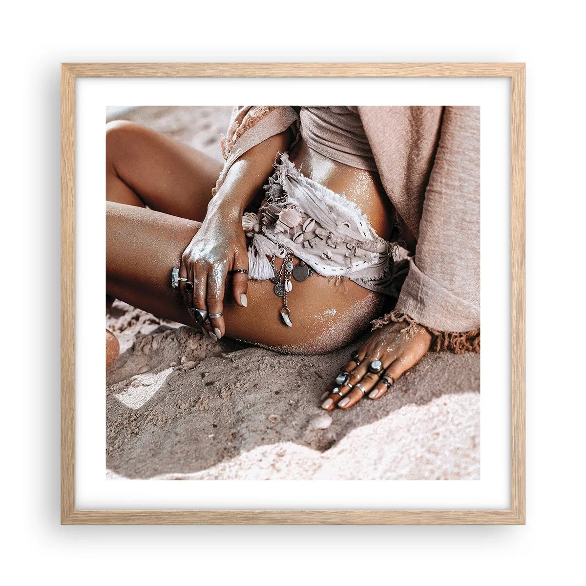 Plagát v ráme zo svetlého duba - Vyplavená na breh? - 50x50 cm