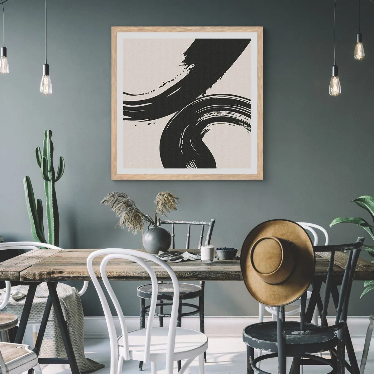 Plagát v ráme zo svetlého duba - S rozmachom a dookola - 50x50 cm