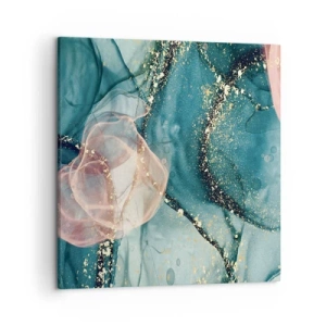 Obraz na plátne - Modré hodváb modré, ružový tyl - 50x50 cm