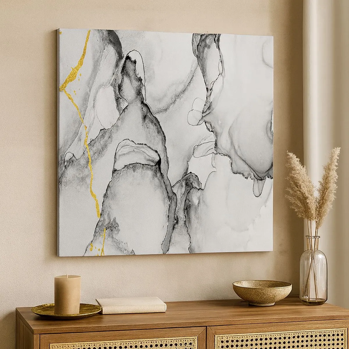 Obraz na plátne - Kompozícia so zlatým motívom - 30x30 cm