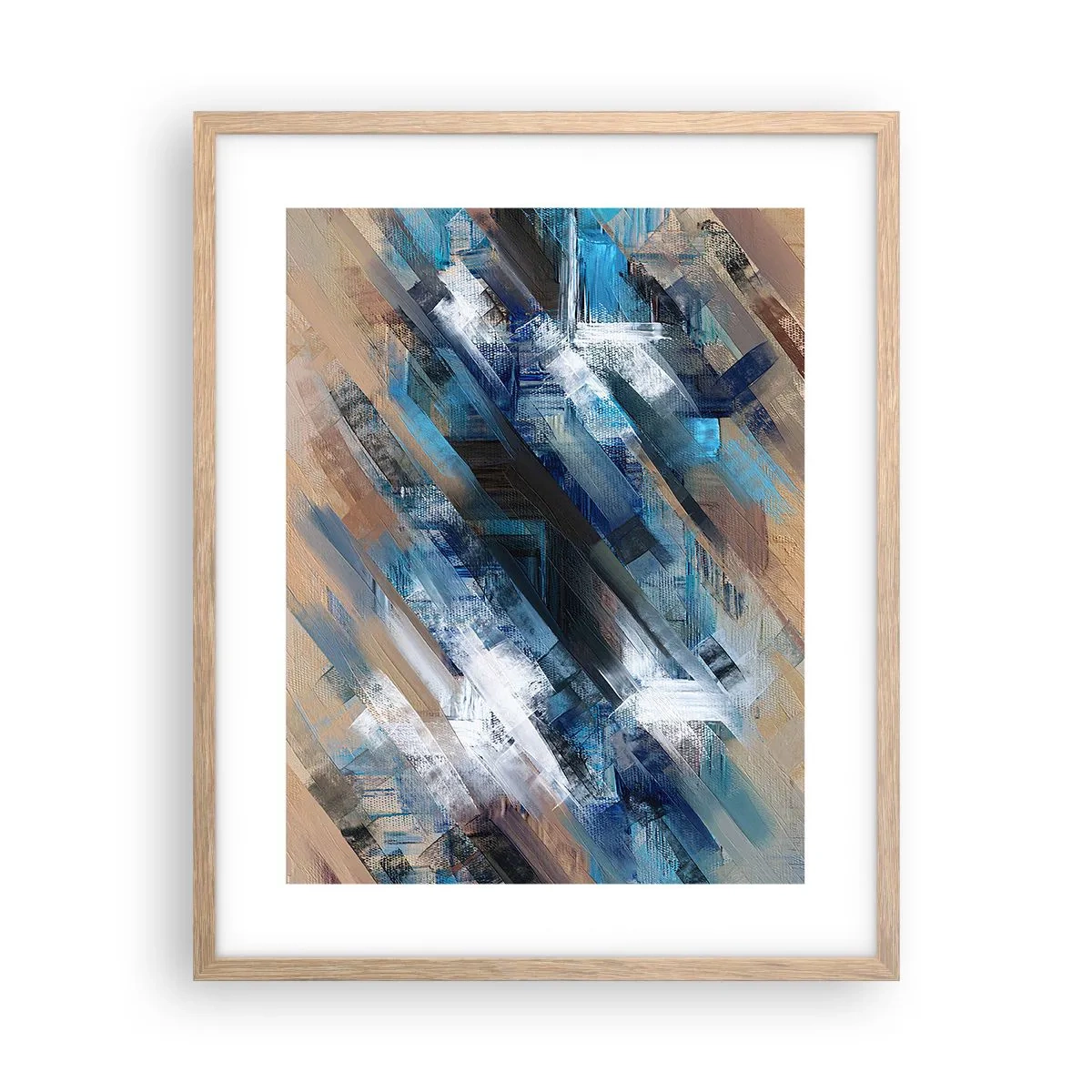 Plagát v ráme zo svetlého duba - Modrá šikmosť - 40x50 cm