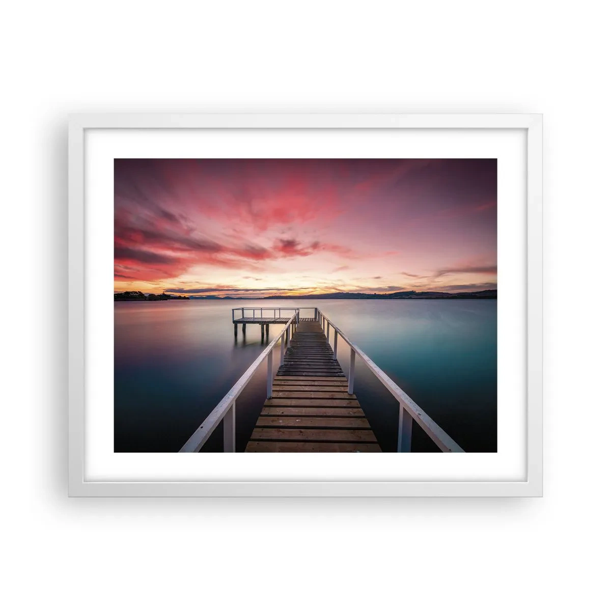 Plagát v bielom ráme - Jemný plameň večera - 50x40 cm