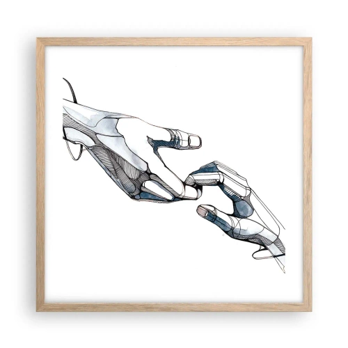 Plagát v ráme zo svetlého duba - Dobré gesto - 50x50 cm