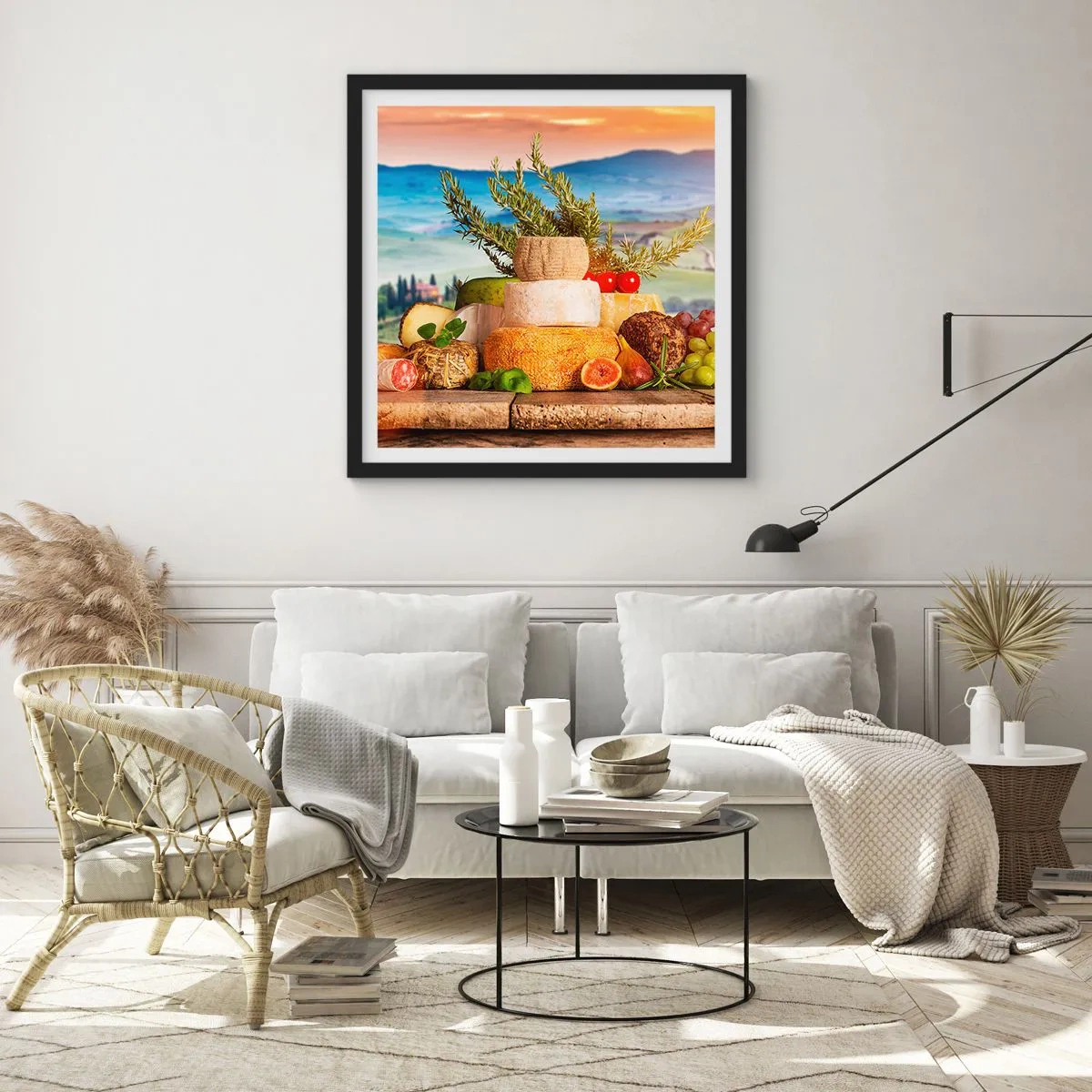 Plagát v čiernom ráme - Talianska radosť zo života - 60x60 cm