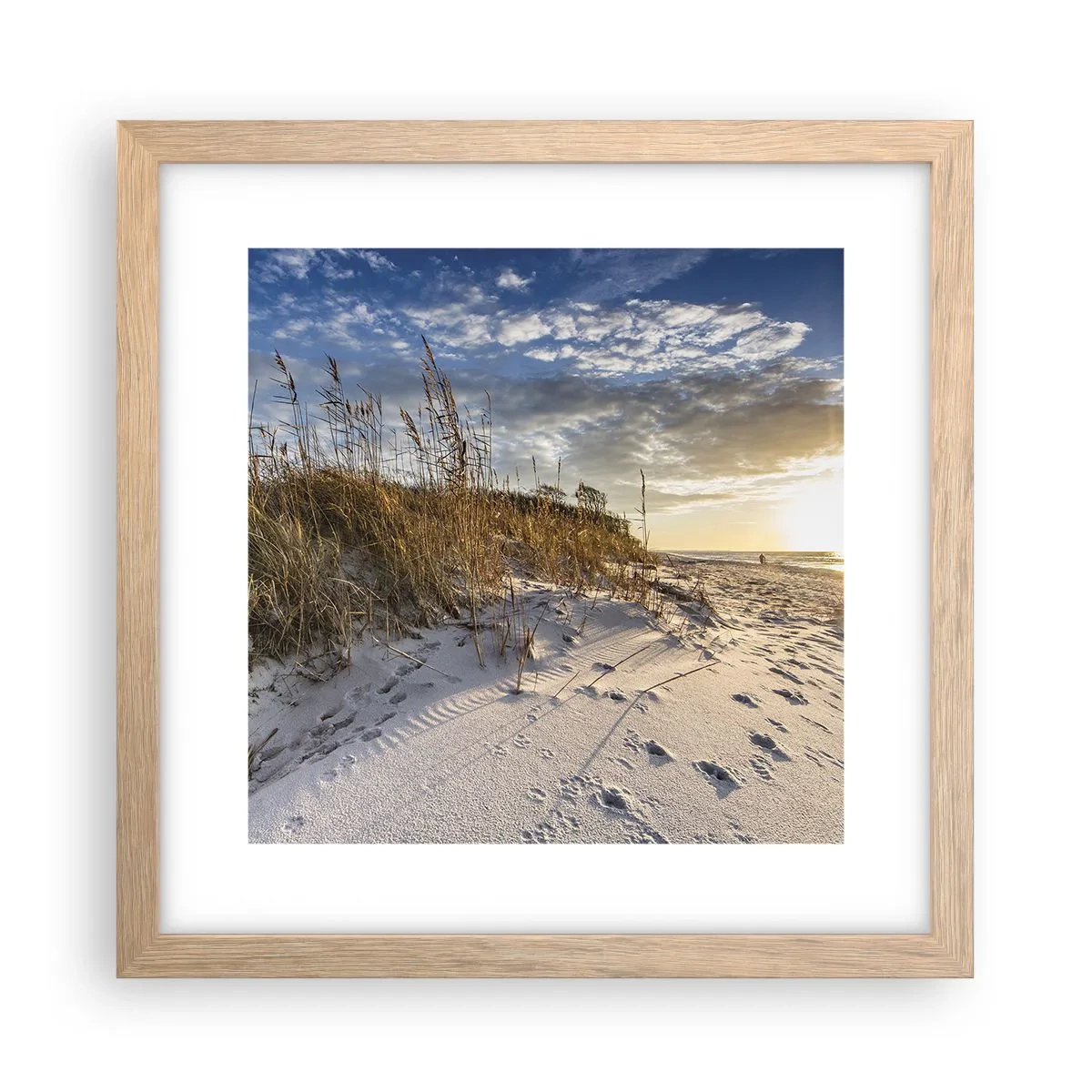 Plagát v ráme zo svetlého duba - Pozvánka na prechádzku - 30x30 cm