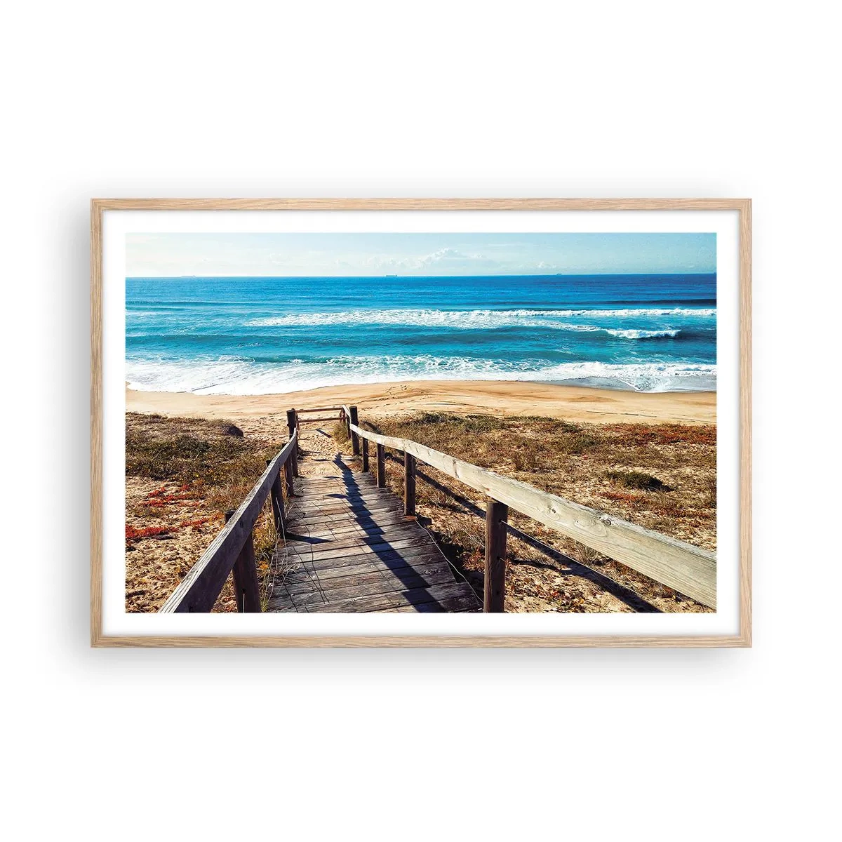 Plagát v ráme zo svetlého duba - Bež! - 91x61 cm