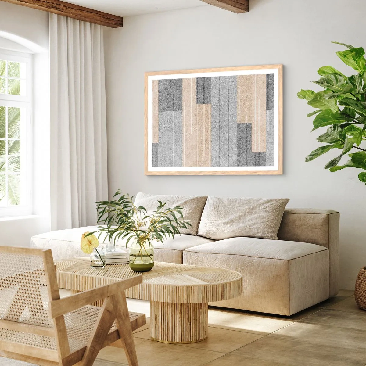 Plagát v ráme zo svetlého duba - Kompozícia: drž sa - 100x70 cm