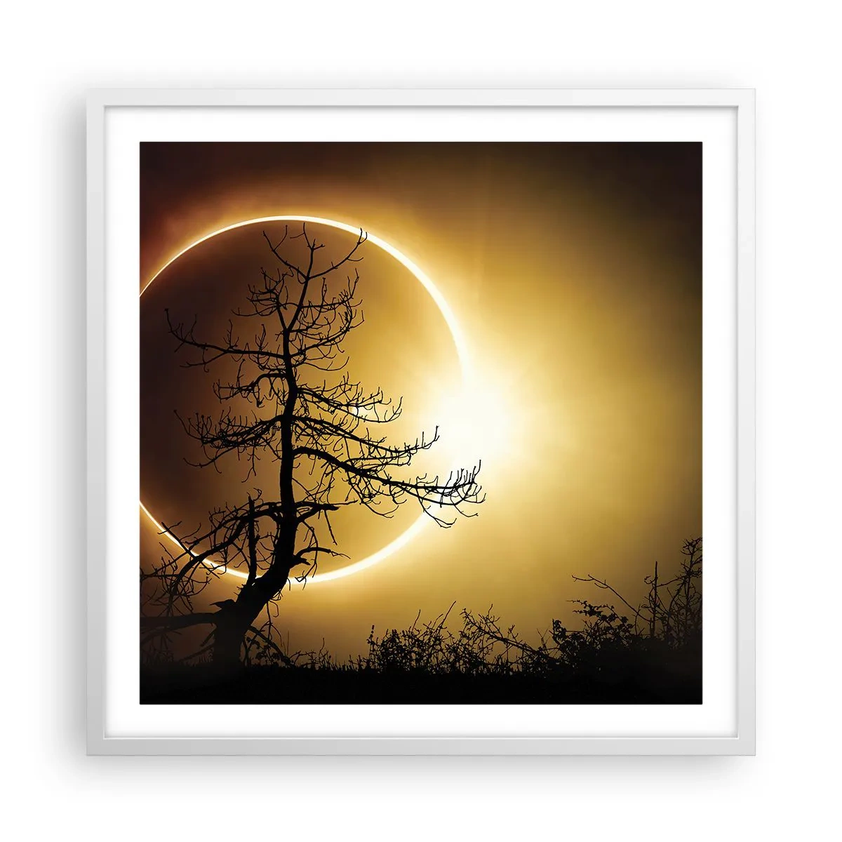 Plagát v bielom ráme - Úplné zatmenie - 60x60 cm