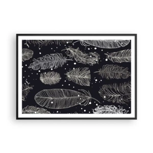 Plagát v čiernom ráme - Čipka s perím - 100x70 cm