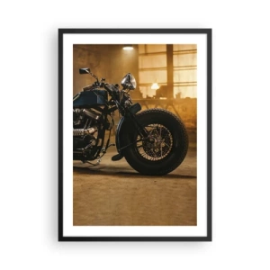 Plagát v čiernom ráme - Motocykel v štýlovej dielni - 50x70cm - Môžem všetko - Moderná nástenná dekorácia do obývacej izby a spálne ARTTOR