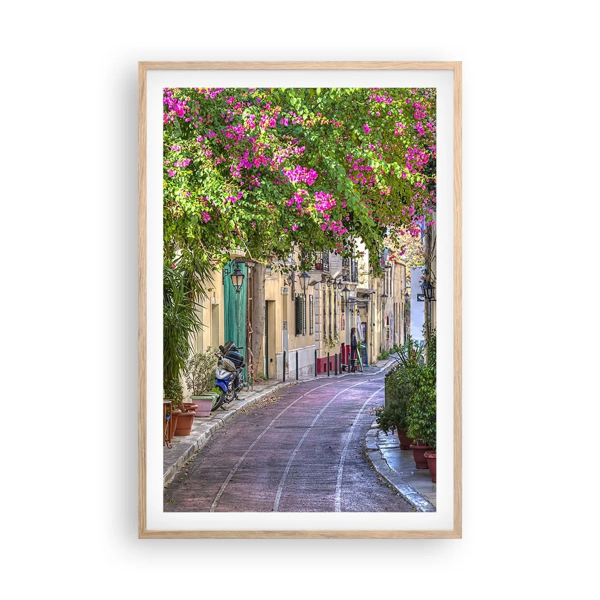 Plagát v ráme zo svetlého duba - Kvitnúce zákutie - 61x91 cm