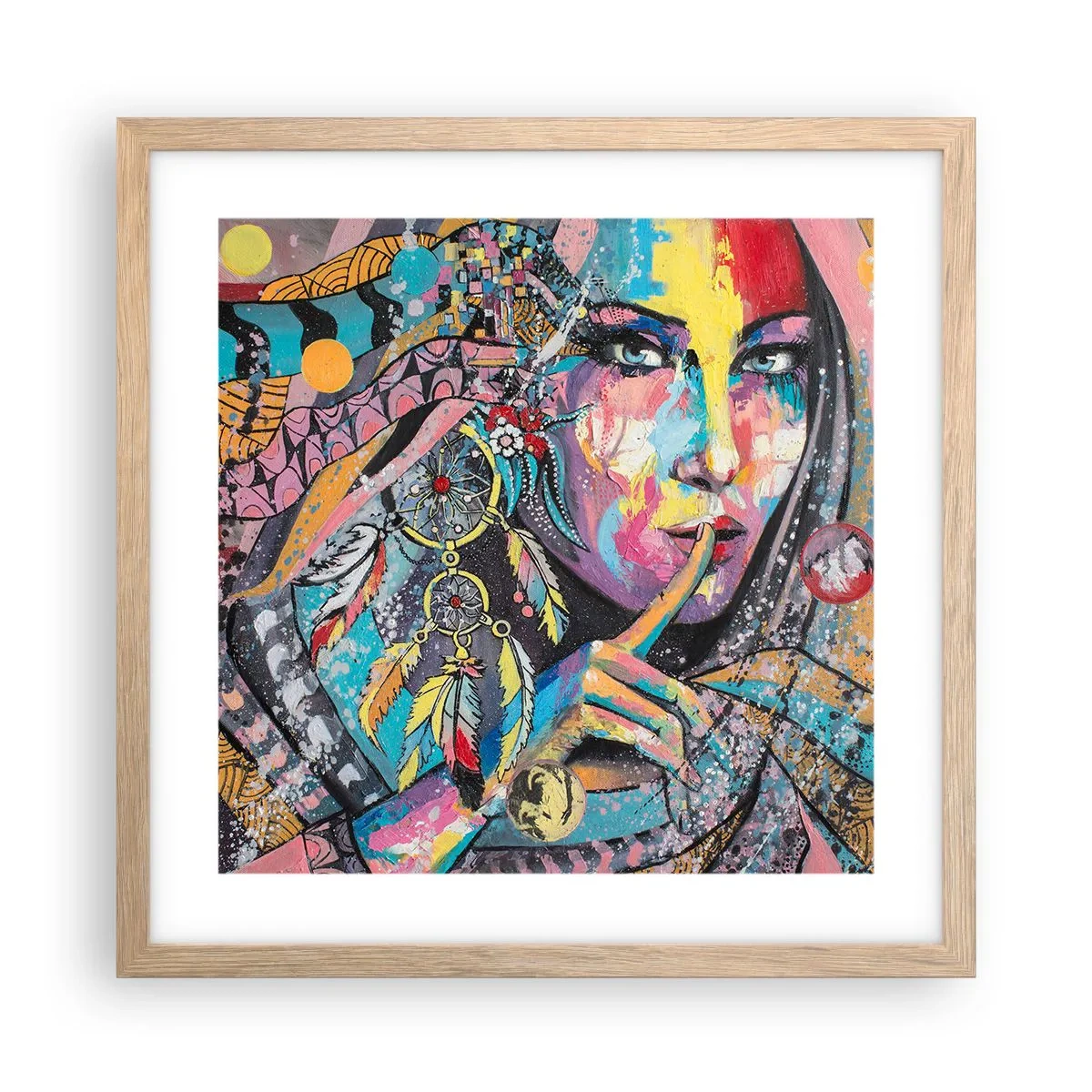 Plagát v ráme zo svetlého duba - Mlč, než pochopíš - 40x40 cm