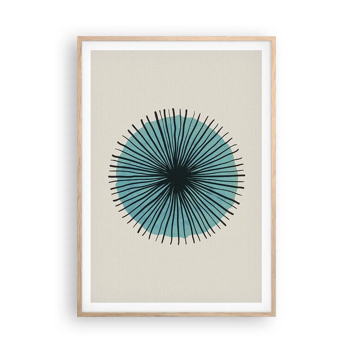 Plagát v ráme zo svetlého duba - Žiariaca modrá - 70x100 cm