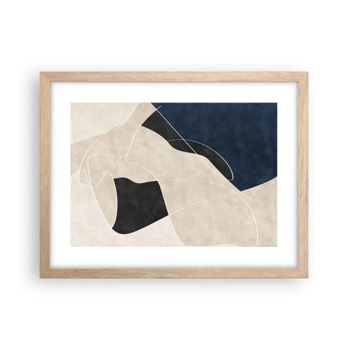 Plagát v ráme zo svetlého duba - Abstraktná kompozícia – kontrast farieb - 40x30 cm