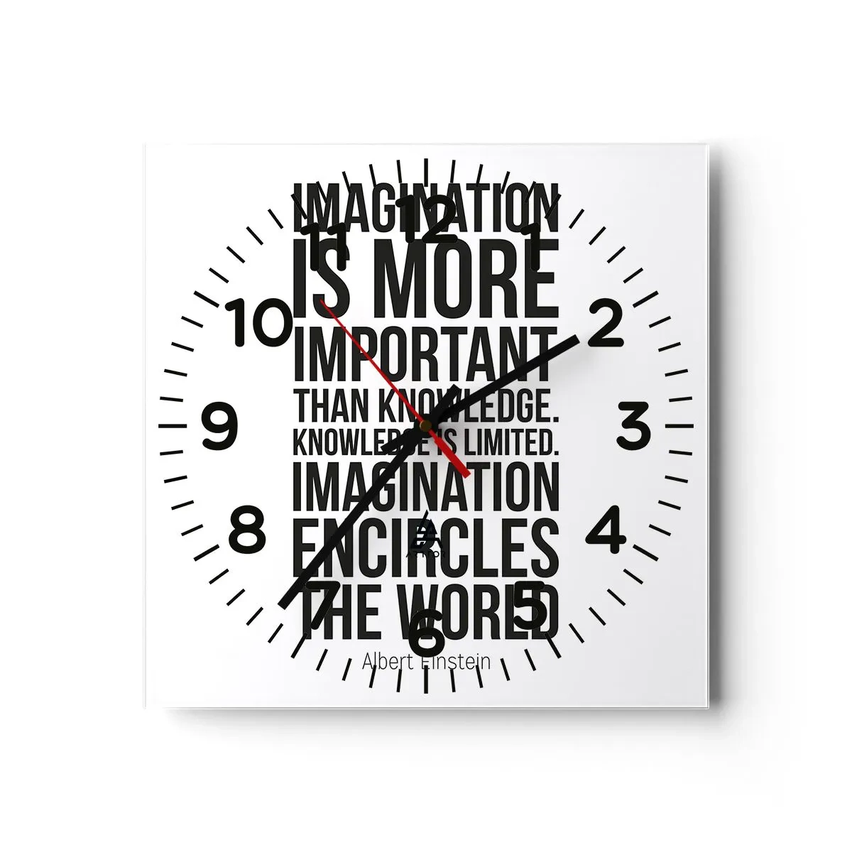 Nástenné hodiny - Einstein o sile predstavivosti - 30x30 cm