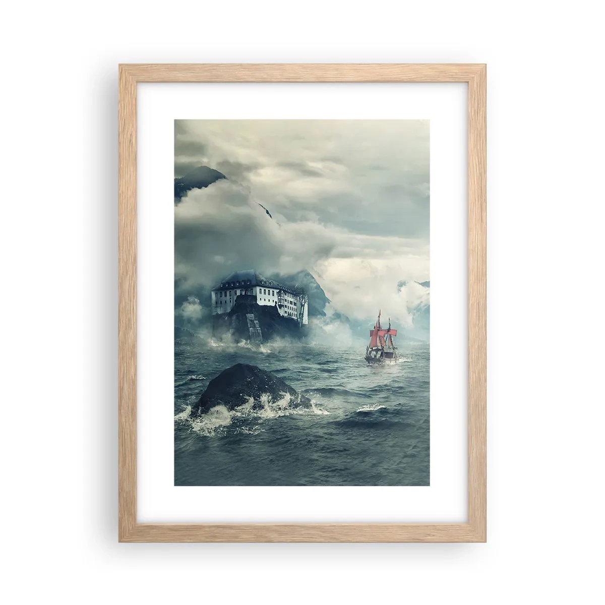 Plagát v ráme zo svetlého duba - V kúzelných vodách - 30x40 cm