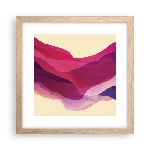 Plagát v ráme zo svetlého duba - Fialové vlny - 30x30 cm