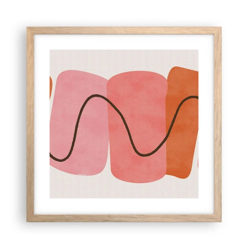 Plagát v ráme zo svetlého duba - Jemný pohyb foriem - 40x40 cm