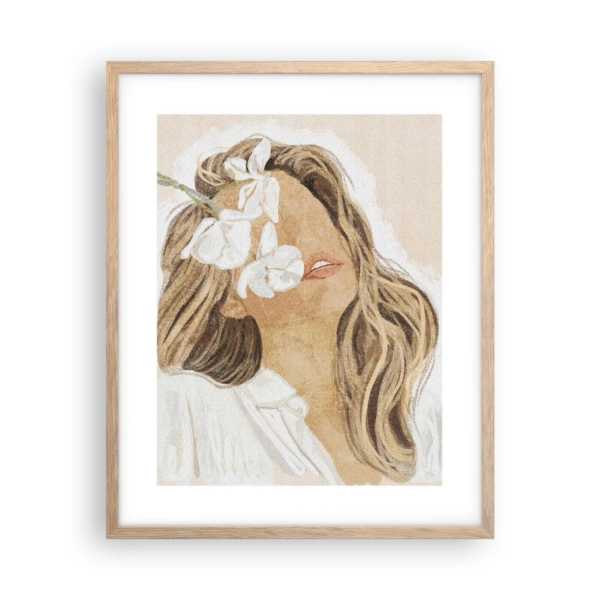 Plagát v ráme zo svetlého duba - Medzi kvetinami - 40x50 cm