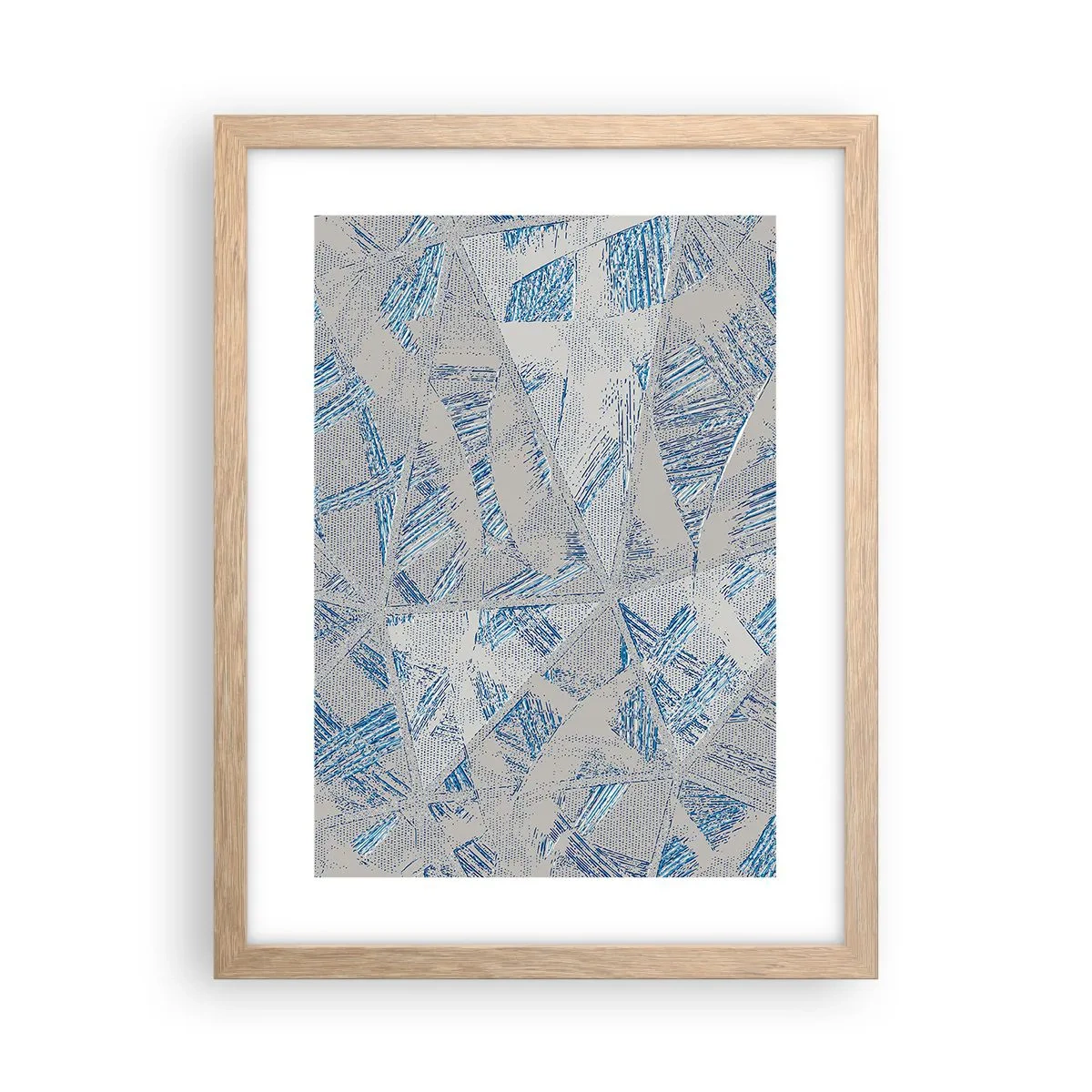 Plagát v ráme zo svetlého duba - V šedo-modrom labyrinte - 30x40 cm