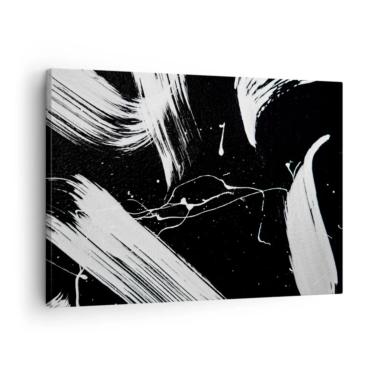 Obraz na plátne - Abstraktné biele ťahy na čiernom pozadí - 70x50cm - Prelomiť temnotu - Moderná nástenná dekorácia do obývacej izby a spálne ARTTOR