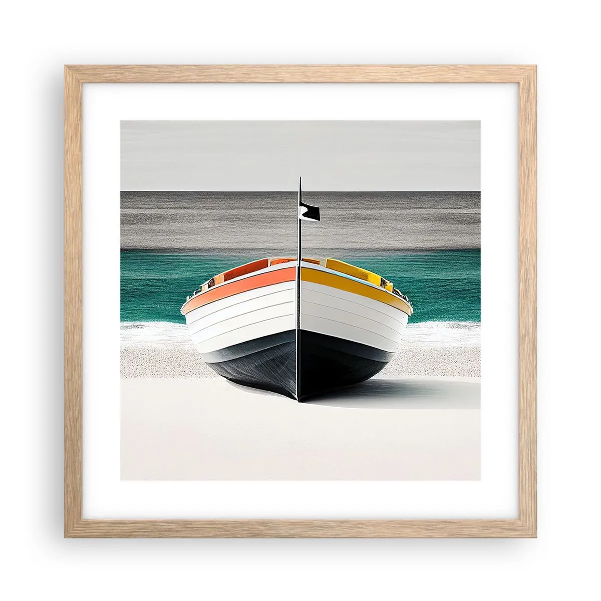 Plagát v ráme zo svetlého duba - Na správnom mieste - 40x40 cm