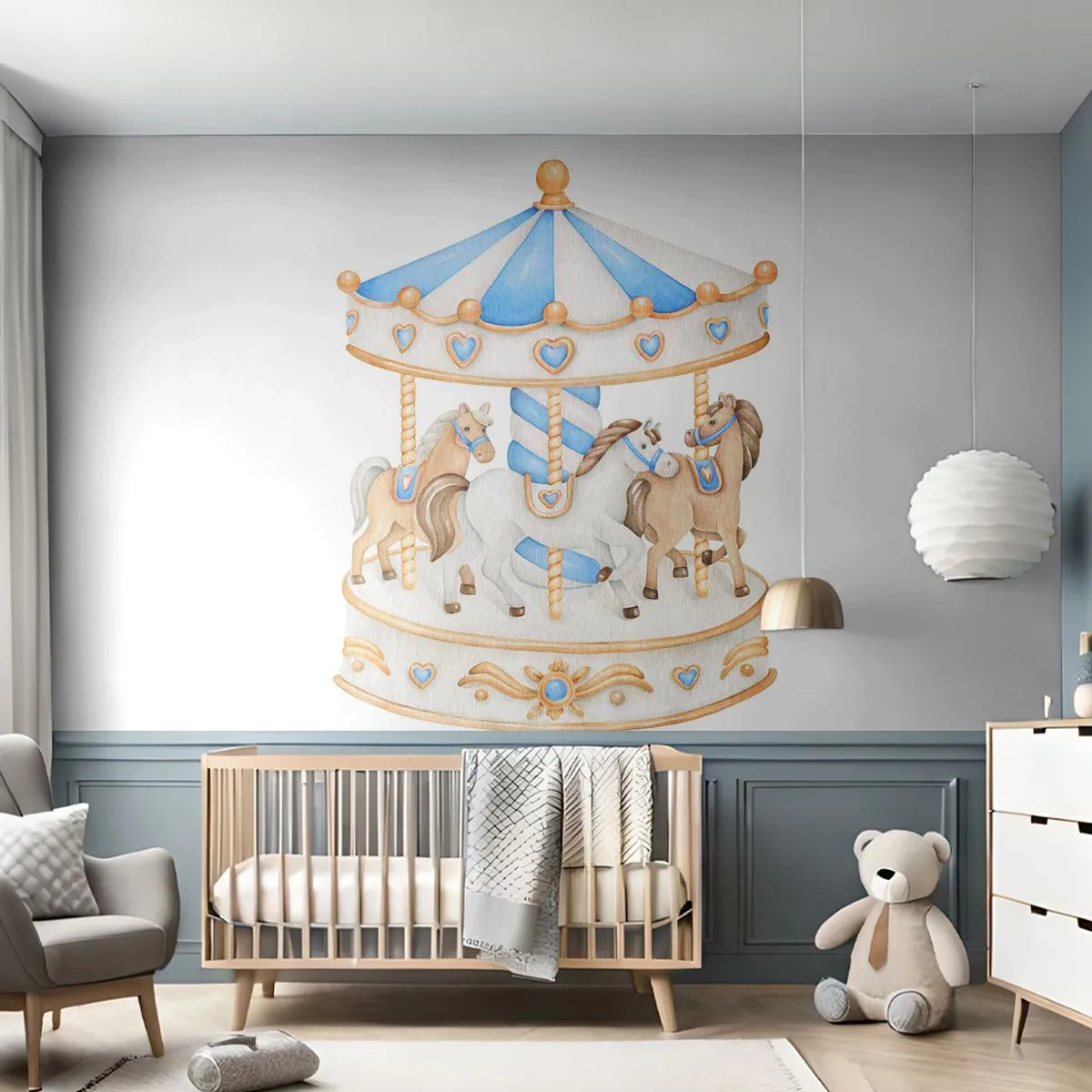 Fototapeta Premium Sand - Sladké detstvo - Kone, Kolotoč, Detský - 300x210 cm