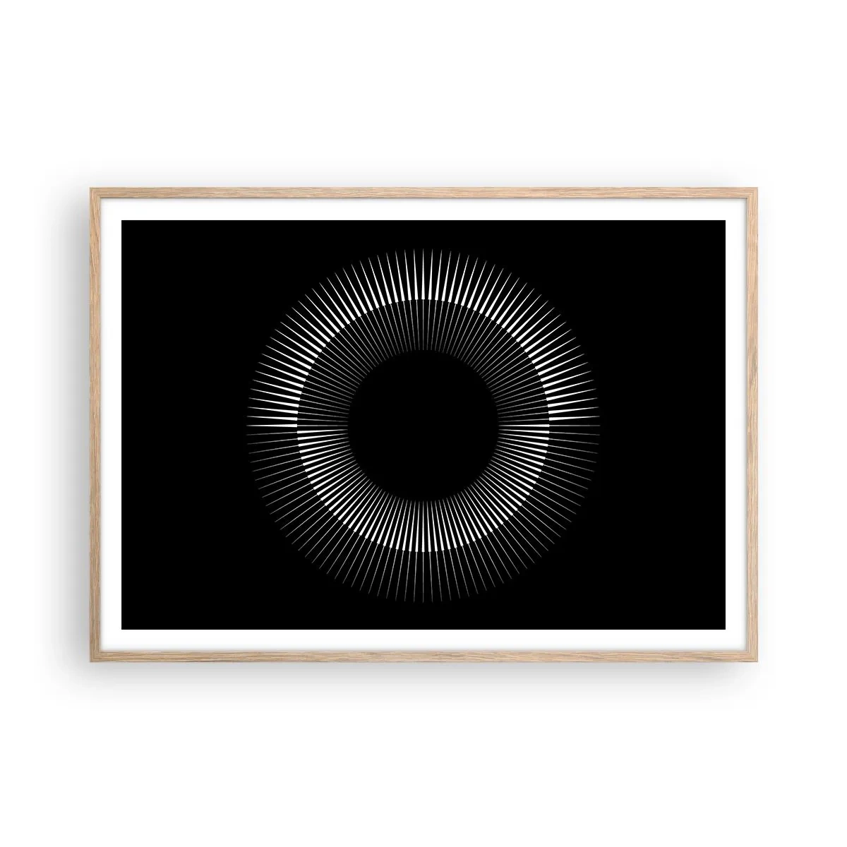 Plagát v ráme zo svetlého duba - Čierne slnko - 100x70 cm