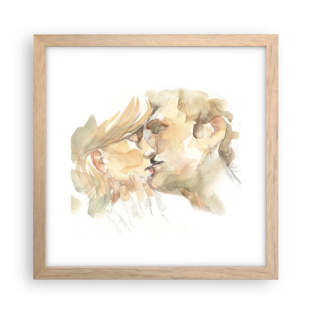 Plagát v ráme zo svetlého duba - Nájdená polovica? - 30x30 cm