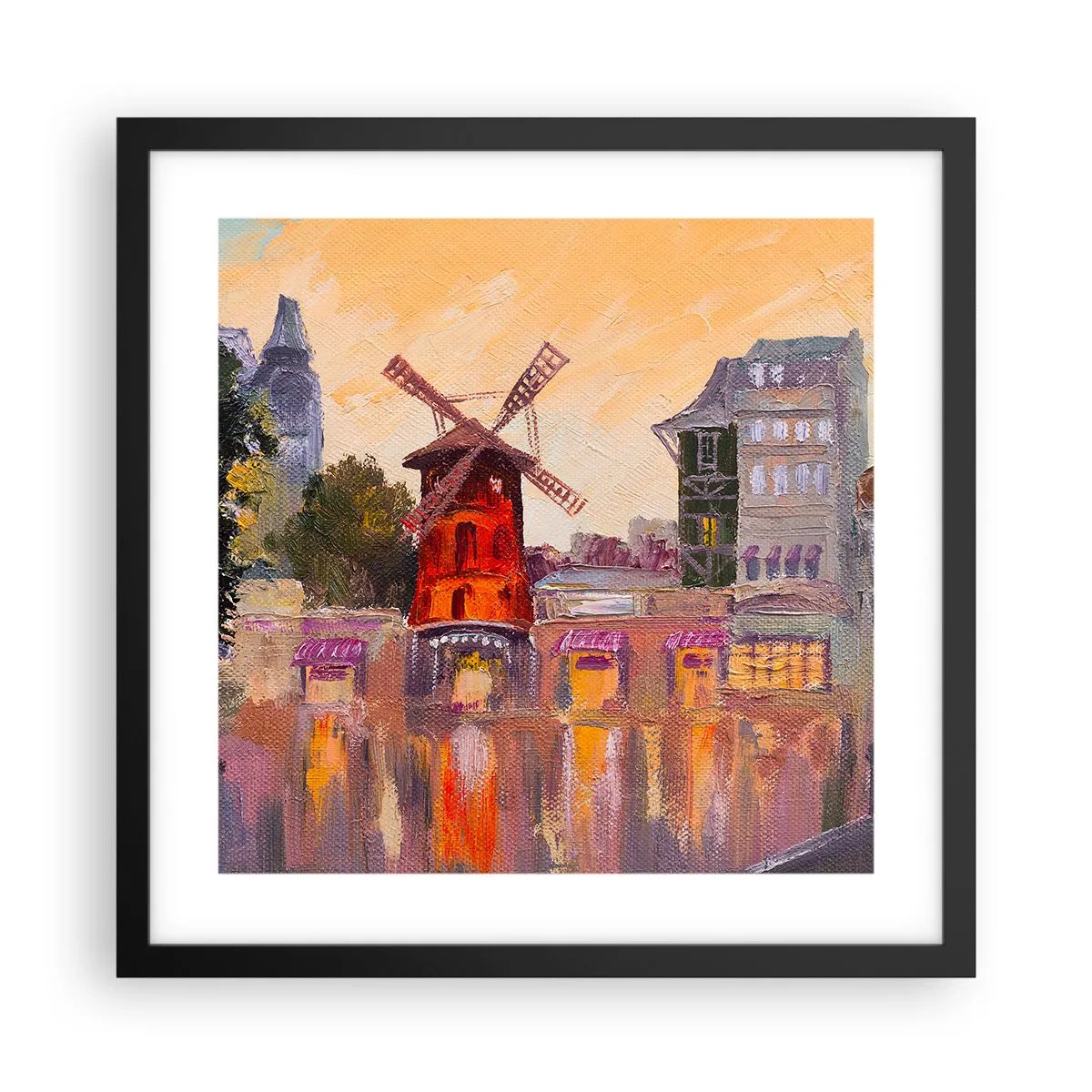 Plagát v čiernom ráme - Parížske ikony – Moulin Rouge - 40x40 cm
