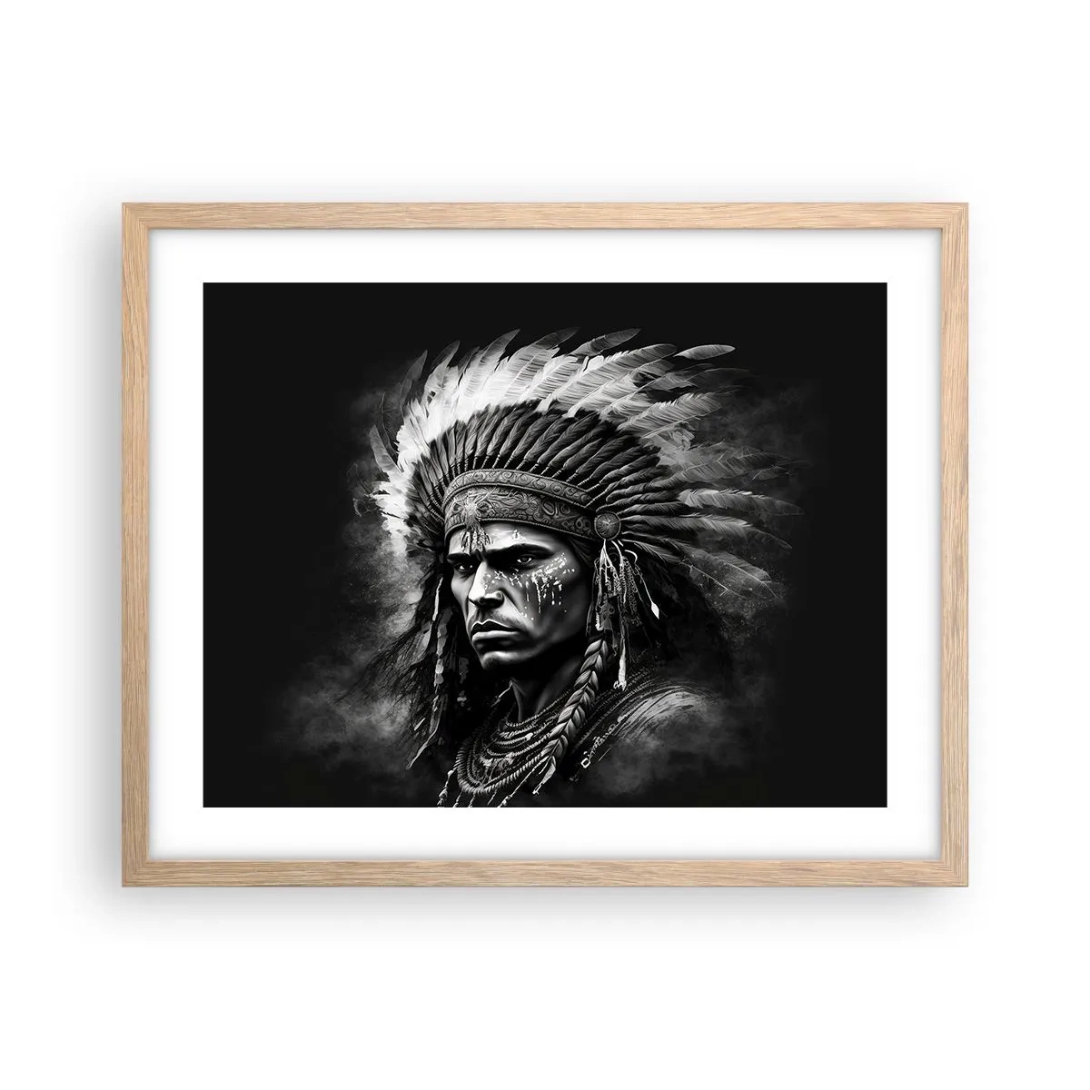 Plagát v ráme zo svetlého duba - Vodca a bojovník - 50x40 cm