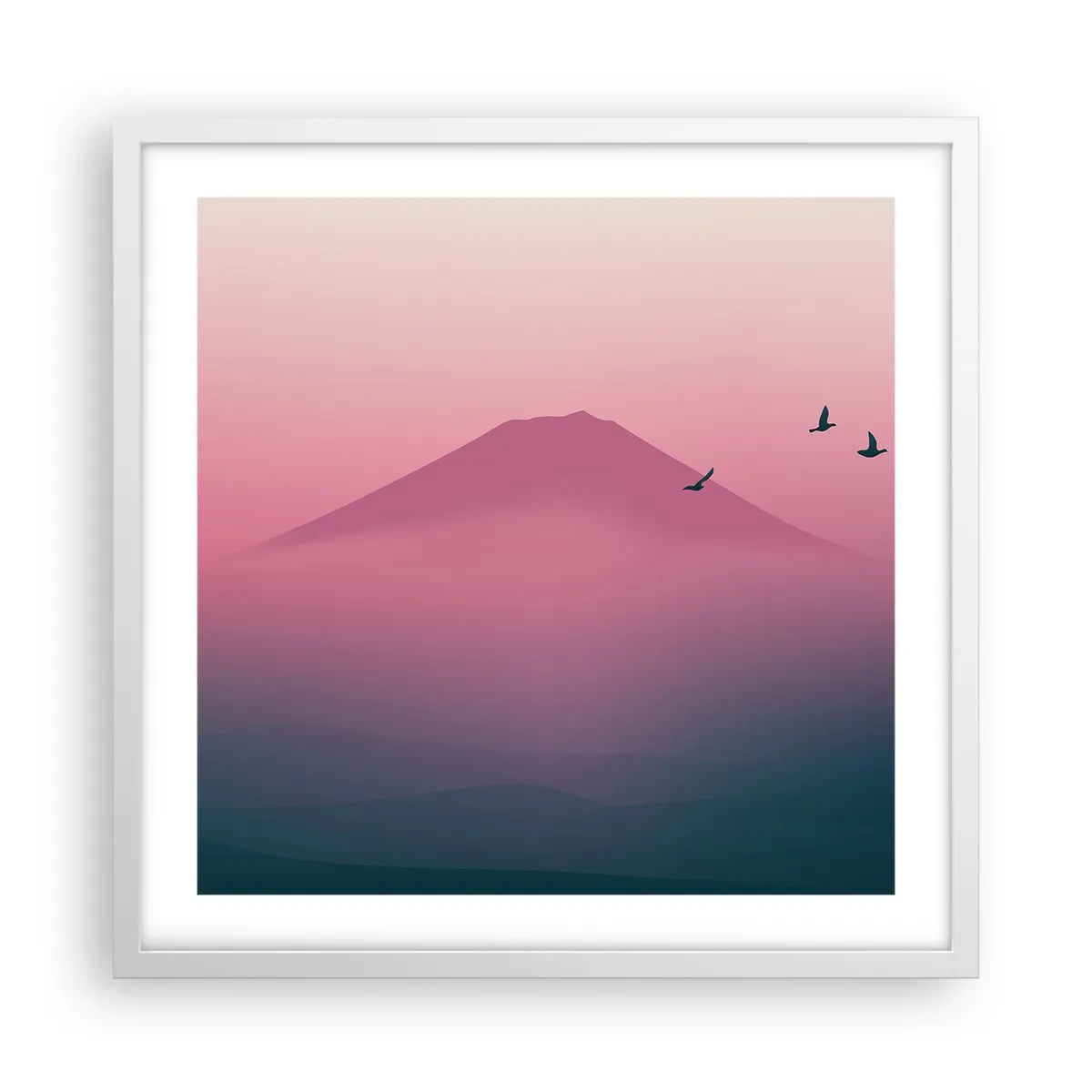 Plagát v bielom ráme - Pútnici nad oblakmi - 50x50 cm