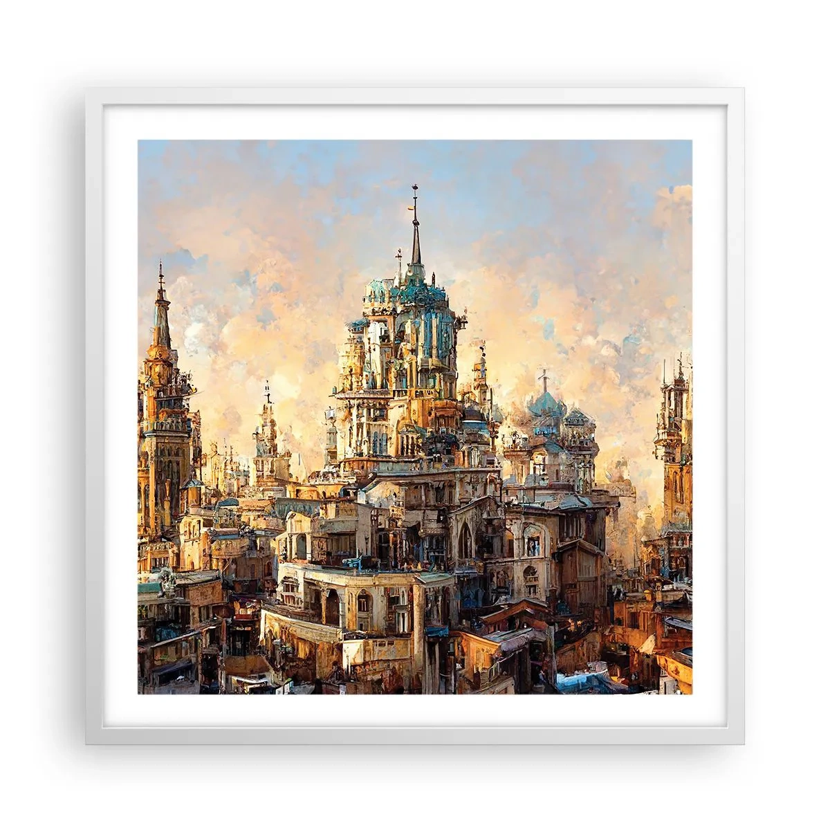 Plagát v bielom ráme - Mesto miest - 60x60 cm